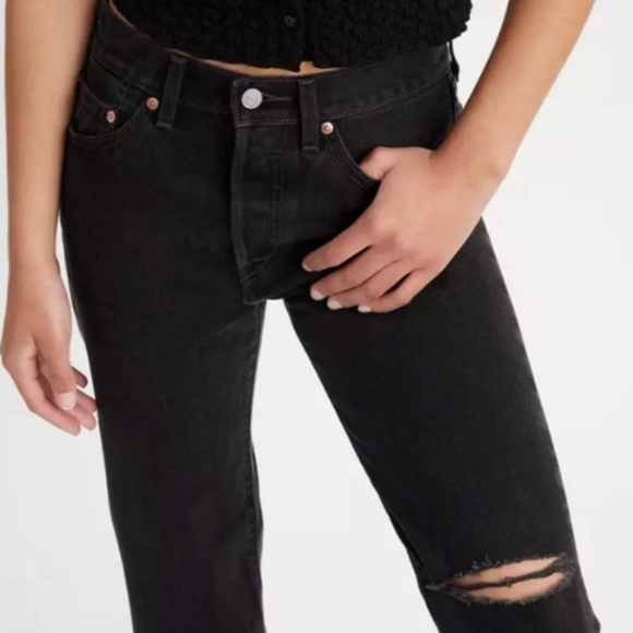 NWOT Levi's 501 High Rise Jeans size 24 button fly black skinny - Picture 3 of 16